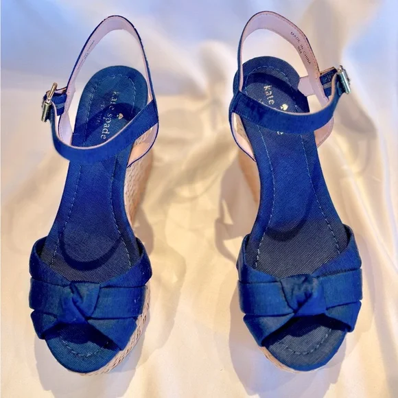 Navy platform Kate Spade sandals Size 8 - Picture 2 of 4